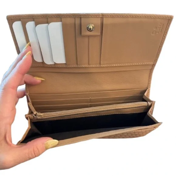 Gucci GG Leather Wallet with Gold Chain + Box & Dust Bag
